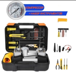 Набор E-BOX Компрессор автомобильный двухпоршневой + Инструменты