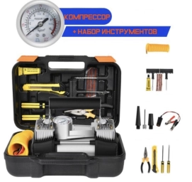 Набор E-BOX Компрессор автомобильный двухпоршневой + Инструменты