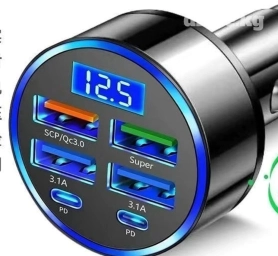 Автомобильное зарядное устройство 300W (4 USB + Type-C) Описание