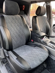 Чехлы Экокожа, С подушкой, цвет - Серый, Toyota, Самовывоз