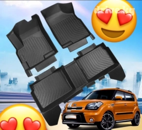 Родные Резиновые Полики Для салона Kia, цвет - Черный, Новый, Самовывоз, Платная доставка, Бесплатная доставка